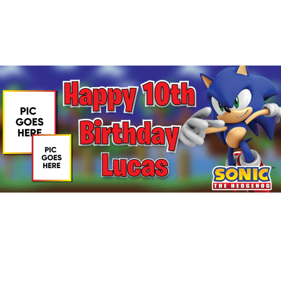SONIC THE HEDGEHOG PERSONLISED BIRTHDAY PARTY BANNER
