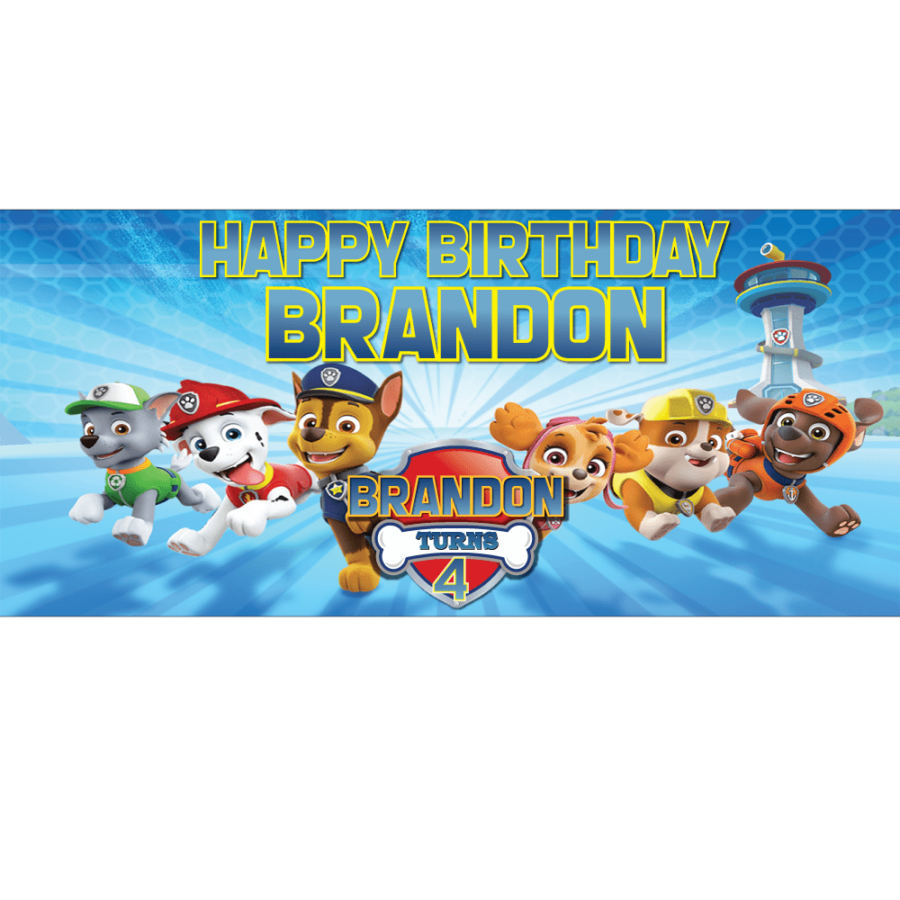 PAW PATROL 1 PERSONLISED BIRTHDAY PARTY BANNER